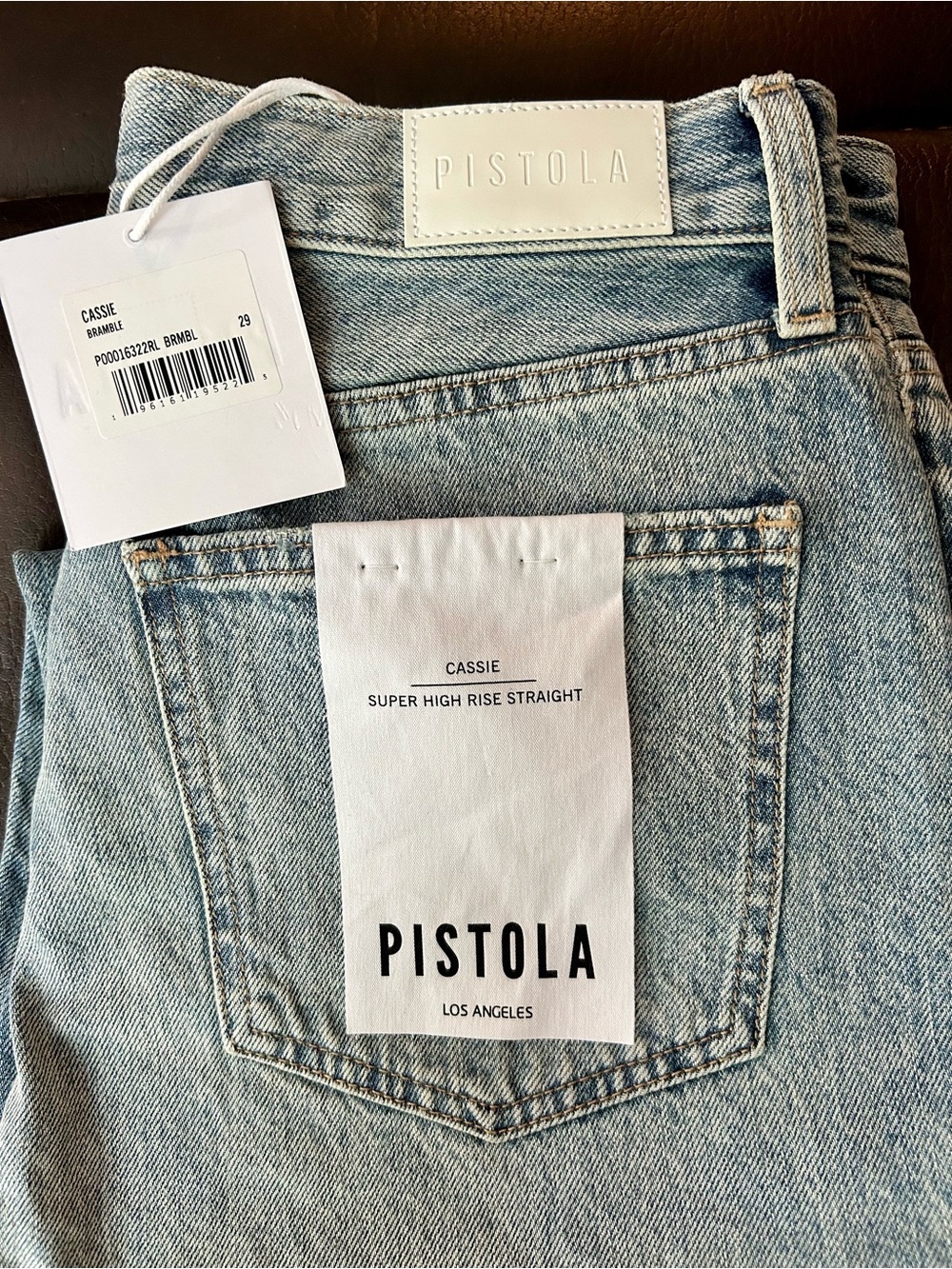 Pistola Cassie Super High Rise Straight Jeans - Light Wash Blue 29